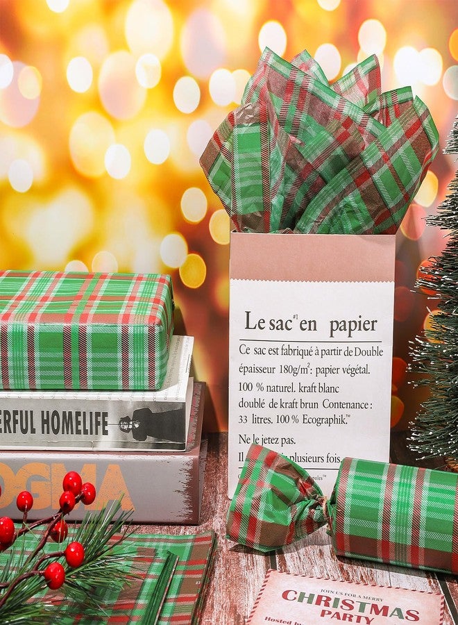 وولاين ورق تغليف هدايا بنقشة مربعات عيد الميلاد من والين، ١٠٠ ورقة، أحمر وأخضر، بنقشة مربعات الجاموس، ورق تغليف هدايا ريفي لعيد الميلاد، مناسب لأعياد الميلاد وحفلات الزفاف والعطلات، ١٣.٧ × ١٩.٦ بوصة - Image 3